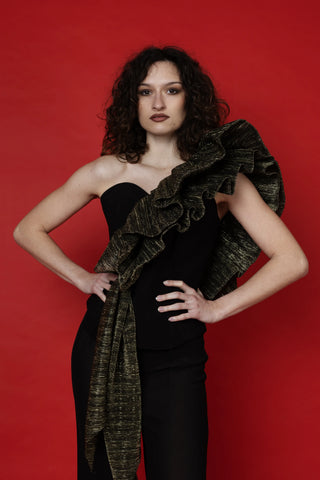 SET TROUSERS AND BUSTIER TOP WITH STRINGS - TROUSERS