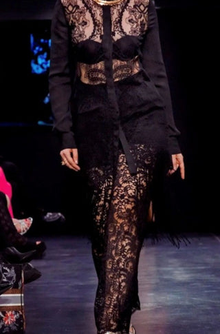 SET TROUSERS AND LONG SHIRT IN LACE AND GEORGETTE FABRICS - TROUSERS