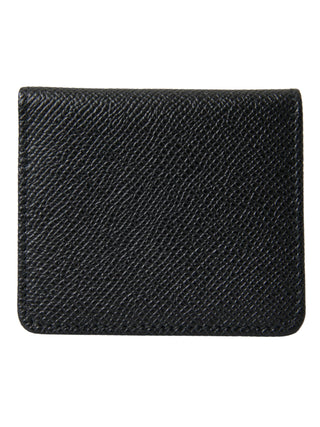 Dolce & Gabbana Black Textured Leather Bifold Logo Coin Purse Wallet