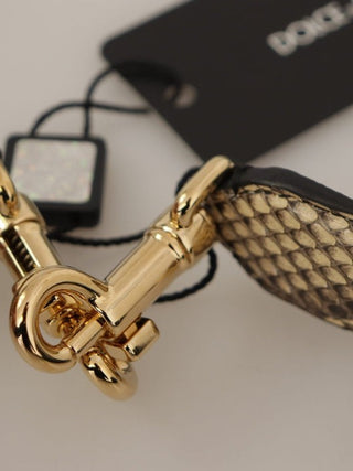 Dolce & Gabbana Beige Exotic Leather Crystals Reversible Shoulder Strap