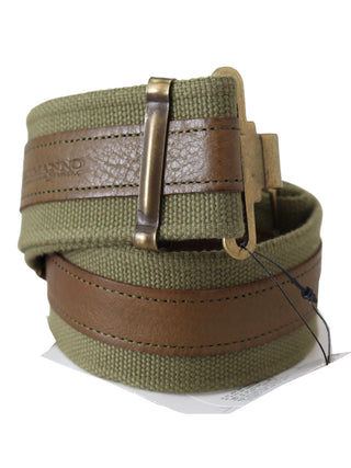 Ermanno Scervino Green Leather Rustic Bronze Buckle Army Belt