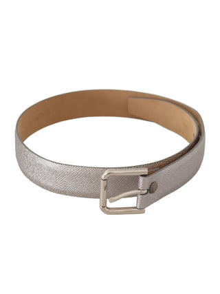 Dolce & Gabbana Metallic Silver Leather Metal Waist Buckle Belt