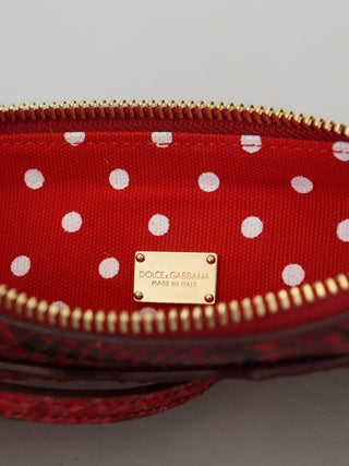 Dolce & Gabbana Red Leather Ayers Clutch Purse Wristlet Hand