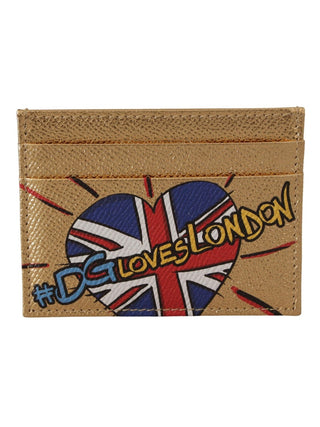 Dolce & Gabbana Gold Leather #DGLovesLondon Women Cardholder Case Wallet