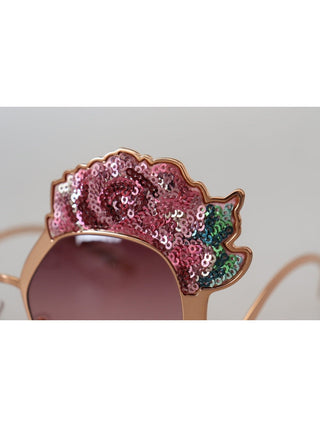 Dolce & Gabbana Pink Gold Rose Sequin Embroidery DG2202 Sunglasses