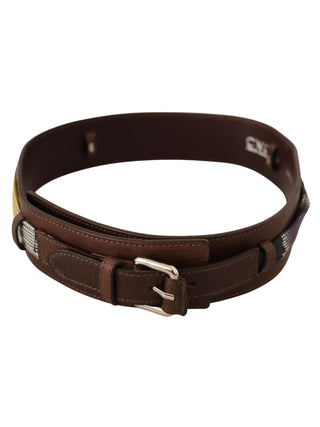 Costume National Brown Leather Silver Buckle Belt