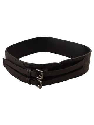 Costume National Dark Brown Leather Double Buckle Belt