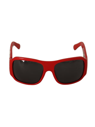 Dolce & Gabbana Red Plastic Swarovski Stones Gray Lens Sunglasses