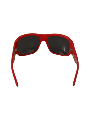 Dolce & Gabbana Red Plastic Swarovski Stones Gray Lens Sunglasses