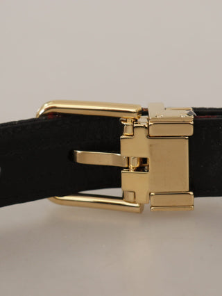 Dolce & Gabbana Multicolor Leather Jacquard Gold Metal Buckle Belt