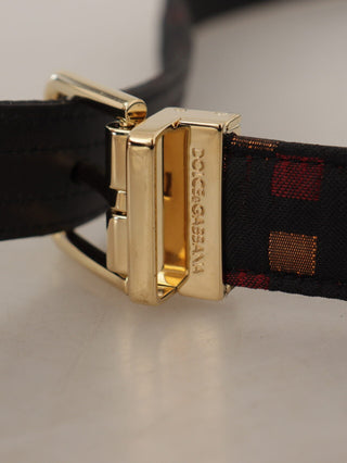Dolce & Gabbana Multicolor Leather Jacquard Gold Metal Buckle Belt