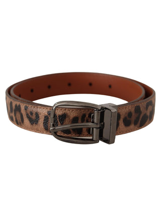 Dolce & Gabbana Brown Leopard Embossed Leather Buckle Belt