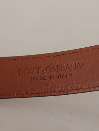 Dolce & Gabbana Brown Leopard Embossed Leather Buckle Belt
