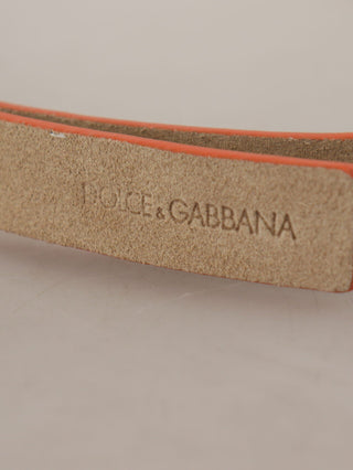 Dolce & Gabbana Nude Beige Skinny Logo Engraved Waist Buckle Belt
