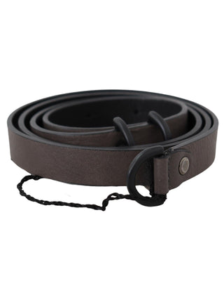 Costume National Brown Leather Skinny Round Buckle Belt