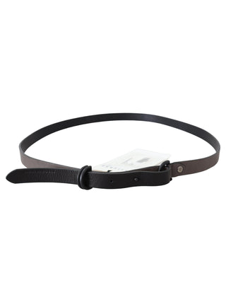 Costume National Brown Leather Skinny Round Buckle Belt