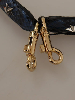 Dolce & Gabbana Blue Exotic Leather Crystals Reversible Shoulder Strap