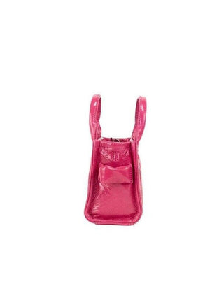 Marc Jacobs The Shiny Crinkle Micro Tote Magenta Leather Crossbody Bag Handbag