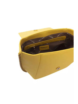 Baldinini Trend Elegant Yellow Shoulder Flap Bag with Golden Accents