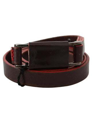 Costume National Brown Leather Double Rustic Silver Buckle Belt