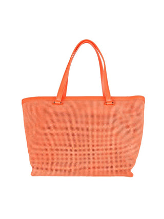 Cavalli Class Orange Leather Di Calfskin Handbag