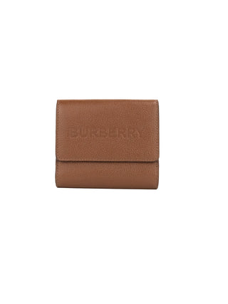 Burberry Luna Tan Grained Leather Small Coin Pouch Snap Wallet